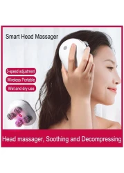 مدلك الرأس الكهربائي ، مدلك فروة الرأس اللاسلكي مع 6 عقد تدليك ، أداة هرش يدوية لتنظيف عميق لنمو الشعر ، أدوات الاسترخاء لتدليك فروة الرأس