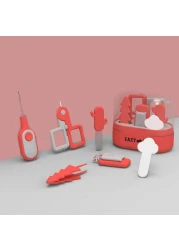 مجموعة العناية بأظافر الأطفال 6 في 1 من إيزي كيدز مع مقص أظافر ومقص ومبرد أظافر وملعقة تنظيف الأذن وملقط - مجموعة مانيكير وباديكير للمواليد الجدد والرضع والأطفال - باللون الأحمر