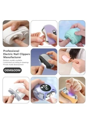 مقص أظافر كهربائي بشفط مغناطيسي - مقص أظافر أوتوماتيكي قابل لإعادة الشحن عبر USB مع ضوء LED وصندوق تخزين لشظايا الأظافر، مقص آمن ومحمول للبالغين والأطفال
