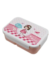 Atlas Printed Lunch Box with Spoon Pink