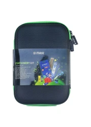 Maxi Double Zipper Pencil Case Stationery Kit Black