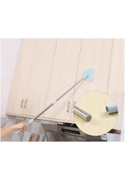 Aiwanto Long Handle Cleaning Brush Tub Bathroom Tile Scrub Brush Multifunctional Scrubber Triangle Sponge Extendable Brush with Good Grib (Blue)