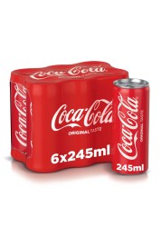 Coca-Cola Zero Calories Carbonated Soft Drink 245ml Pack of 6