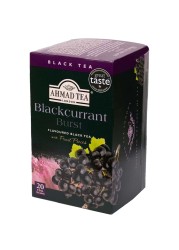 Ahmad Tea Blackcurrant Burst Flavoured Black Tea with Fruit Pieces Tea Bags 20 Tea Bags