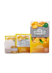 Ahmad Tea Fruit and Herb Infusion Lemon and Ginger Flavoured Tea Bags 20 Tea Bags