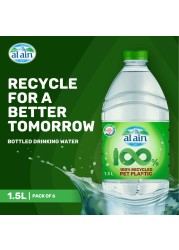 Al Ain Low Sodium Drinking Water Recycled Pet Plastic Bottle 1.5L Pack of 6