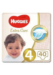 Huggies Extra Care Baby Diapers, Size 4, 8-14Kg, 40 Diapers Pack of 2