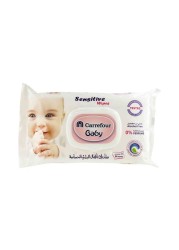 Carrefour Sensitive Baby Wipes White 56 Wipes Pack of 4