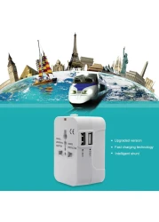 Generic-Universal Worldwide All in One Phone Charger Travel Wall AC Power Plug Adapter with Dual USB Charging Ports for USA EU UK AU