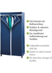 FITTO Wardrobe Storage Organizer – Breathable Nonwoven Fabric Closet with Zip Closure, Sturdy Metal Frame, Space-Saving Design for Dust-Free Textile Storage, Blue, 75 x 150 x 50 cm
