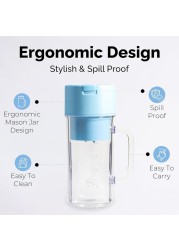 FITTO Portable Blender, Mini Juicer for Smoothies &amp; Shakes, Leakproof Design, Rechargeable with 10-Blade System, 340ml Portable Smoothie Blender, Perfect for Travel, Gym, Home Use