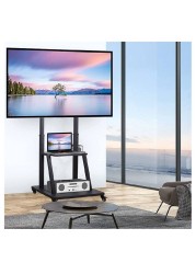 HYX Mobile TV Cart TV Stand With Lockable Wheels for 32 to 75" Inch Plasma LCD LED Flat or Curved Screen TVs up to 100lbs - Height Adjustable (32-75 inch)