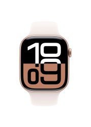آبل ساعة السلسلة 10 GPS 46 ملم هيكل من الألومنيوم - ذهبي وردي مع سوار رياضي - أحمر الخدود متوسط ​​/ كبير