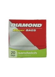 Diamond Zipper Sandwich Bags Clear 20 Bags