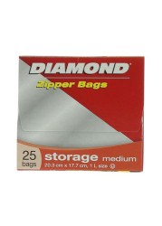 Diamond Storage Zipper Bags Medium Clear 25 Bags