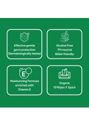 Carrefour Antibacterial Original Skin White 10 Wipes Pack of 5