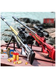 Foam Blaster Sniper Rifle Set for Kids &ndash; EVA Safety Shell Ejecting Toy Gun with Magazine &ndash; AWM Silver &amp; Gold Nerf Toy &ndash; Perfect Birthday Gift for Boys &amp; Girls