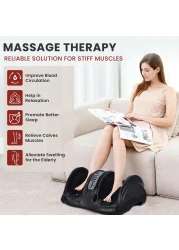 Foot &amp; Leg Massager &ndash; Deep Tissue Finger Pressure Calf &amp; Foot Massage Machine, Reflexology Therapy for Circulation &amp; Pain Relief, Adjustable Speed &amp; Heat