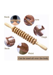 Wood Massage Stick Roller for Cellulite Lymphatic Drainage Wooden Manual Self Therapy Massage Tool for Muscle Deep Tissue - Handheld Curved Body Massager for Legs, Back, Stomach, Waist