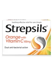 Strepsils Orange with Vitamin C Dual Anti-Bacterial Action Fast Effective Relief from Sore Throats 36 Lozenges