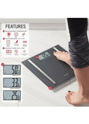 Taylor Digital Body Composition Scale, Bathroom Scale for Body Weight, Measures Body Fat, Body Water & Muscle Mass, 8 User Recognition, Normal & Athlete Modes, FSA HSA Eligible, 400 lb Capacity, Black