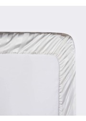 Hotel Linen Klub Twin Fitted Sheet 1pc, 100% Cotton 250tc Sateen 1cm Stripe , Size: 100x200+25cm, White
