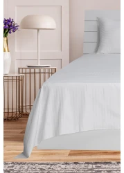 Hotel Linen Klub King Bed Sheet 3pcs Set , 100% Cotton 250Tc Sateen 1cm Stripe, Size: 260x280cm + 2pc Pillowcase 50x75cm , White