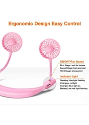 Aiwanto Neck Fan Hand Free Neck Fan Design Sports Fan Outdoor Travel Fan Personal Fan