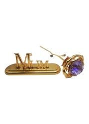24K Gold Plated Rose Artificial Flowers Gold Dipped Rose with MUM Sign Stand