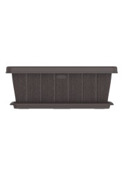 Cosmoplast Cedargrain Rectangular Planter With Tray Dark Brown 18inch