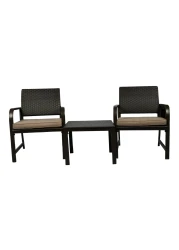 Jeffcoco Furniture Garden Lounge Set,Outdoor Chair with Cushions,Patio Outdoor Balcony Seat,Coffee Shop Set