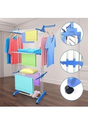 3-Layer Clothes Drying Rack, Heavy Duty Folding Clothes Hanger with Adjustable Wings – Indoor & Outdoor Use, Double 3-Layer Cloth Drying Stand