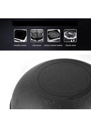 GStorm - 3PCS Cookware Set Wok Frying Pan Saucepan with Lid Pots Pans Set Maifan Stone Nonstick Egg Pan Cooking Tools