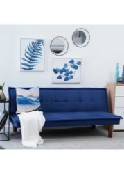 2 Seater Caldo Sofa Bed Foam Filling Fabric Material Blue 160x87x69cm