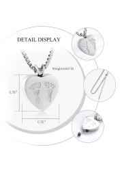 Always In My Heart Baby Feet Ashes Keepsake Urn Pendant Necklace Cremation Urns Memorial Jewelry
