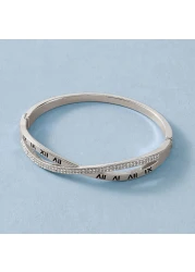 JANNAH Women's Fashion Bracelet | Roman Numerals Classic Thin Cross Bangle with Cubic Zirconia Inlaid Bracelet Jewelry Gifts for Women Ladies (Silver Plated)