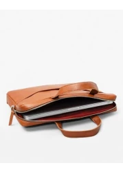 LACAMBRA Genuine Leather Laptop Bag for Women Men Protective Computer Laptop Shoulder Bag Premium Business Office Briefcase Messenger Sleeve with Belt 15 Inch Laptop Carrier Adjustable Strap, Brown