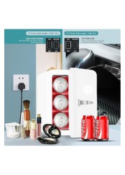 Portable Mini Fridge, 6-Can Compact Travel Refrigerator, AC/DC Thermoelectric Cooler and Warmer for Food, Drinks, Skincare, Beauty, Milk - Ideal for Travel, Car, Office, and Home