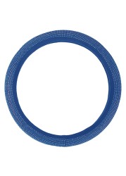 Fabric Rhinestone Decorated Steering Wheel Cover Blue