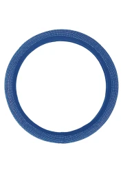 غطاء عجلة قيادة مزين بأحجار الراين القماشية أزرق