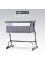Teknum All In One, 0-4 Years Bedside Crib Cot &amp; Sofa Expansion Pack - Grey