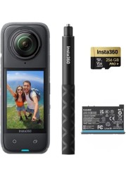insta360 X4 Adventure Bundle- 8K Waterproof 360 Action Camera, 4K Wide-Angle Video, Removable Lens Guards, 135 Min Battery Life, AI Editing, Stabilization, for Sports, Travel