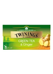 توينينغز أكياس شاي أخضر وشاي الزنجبيل 25 كيس شاي