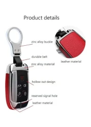 Land Rover Key Cover Premium Metal Leather Key Holder with Keychain Protective Case for Range Rover, Discovery, Evoque, Defender, Sport Key Fob
