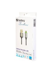 ساندبرغ كابل مضيء LED القابل للعكس بطول 1 متر - رمادي