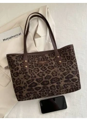 A New Women s Bag Retro Fashion Leopard Print Large Capacity Tote Bag Zip Opening Lightweight Minimalist Shoulder Bag Suitable For Daily Life Leisure Commuting Work And Student Use Leopard Print Cheet