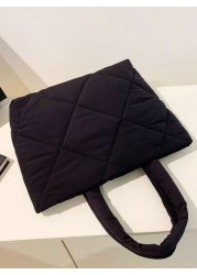 Fashion Lingge Quilted Embroidery Shopping Bag Shoulder Tote Bag Versatile Business Casual Black Bag School Supplies Outdoors Travel Outings Sports Holiday Teacher Gifts Vacation For Teen Girls For Sc