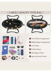 NEWHEY حقائب يد للنساء من الجلد حقيبة كتف سعة كبيرة حقائب يد وحقائب محمولة مع جراب صغير قابل للإزالة