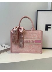 Casual Style Letter Print Large Capacity Top Handle Tote Handbag Nursing Bag Weekend Bag Everyday Bag Etc Perfect For Daily Use Suitable For Traveling Work Or Shopping University College Classroom Com