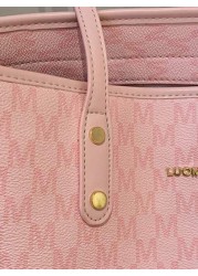 2023 New Fashion Women s Large Capacity Full Body Print Design Letter Pattern Decoration Design Double Handle Tote Bag Suitable For Work And Commuting School Bag Large Capacity Portable Classic Casual